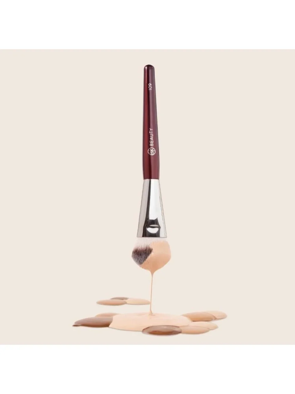 Mini Contoured Foundation Brush for Liquid & Cream | Compact Brush for Blush